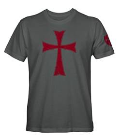 Tempelritter Kreuzritter Kreuz Herren T-Shirt, anthrazit, Mittel von Fantastic Tees