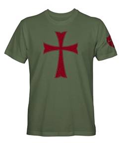 Tempelritter Kreuzritter Kreuz Herren T-Shirt, military green, 5X-Groß von Fantastic Tees