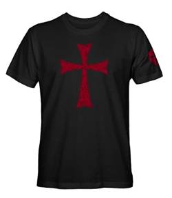 Tempelritter Kreuzritter Kreuz Herren T-Shirt, schwarz, Groß von Fantastic Tees