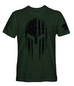 USA American Spartan Patriotic Herren T-Shirt, Grün (Forest Green), 3X-Groß von Fantastic Tees
