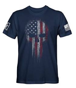 USA Military American Skull Flag Herren Patriotische Bekleidung, Hemd in Marineblau, L von Fantastic Tees