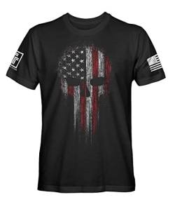 USA Military American Skull Flag Herren Patriotische Bekleidung, Schwarzes Hemd, 4X-Groß von Fantastic Tees