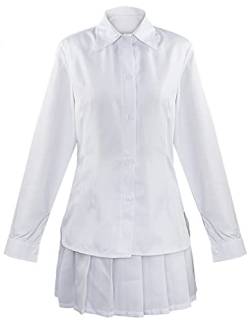 Anime The Promised Neverland Cosplay Emma Kostüm Schuluniform Hemd Rock Komplettset für Halloween (Large, Weiß(Damen)) von Faonny