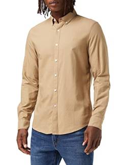 FARAH® Herren Brewer Slim FIT Cotton Oxford Shirt Hemd, beige, L von Farah