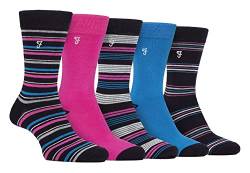 Farah® - 5er Pack Herren Bambus Socken | Uni Bunt und Gestreift Socken (Charcoal/Pink, 39-45) von Farah