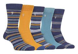 Farah® - 5er Pack Herren Bambus Socken | Uni Bunt und Gestreift Socken (Navy blau, 39-45) von Farah