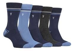 Farah 5er Pack Herren Bambussocken Bunt Farbig Business Socken (39-45, Marine Blau) von Farah