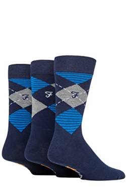 Farah Herren Argyle, Gemustert und Streifend Baumwolle Socken Packung 3 Marine/Blau Argyle 39-45 von Farah