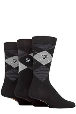 Farah Herren Argyle, Gemustert und Streifend Baumwolle Socken Packung 3 Schwarz/Holzkohle Argyle 39-45 von Farah