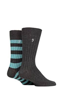 Farah Herren Bambus Stiefel Socken Packung 2 Holzkohle/Blaugrün 39-45 von Farah