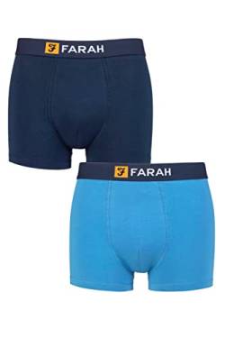 Farah Herren Baumwolle Klassisch Tailliert Trunks Packung 2 Dunkle Marine/Blau L von Farah