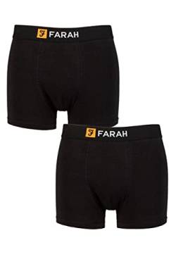 Farah Herren Baumwolle Klassisch Tailliert Trunks Packung 2 Schwarz/Schwarz L von Farah