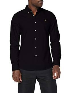 Farah Herren Brewer Cotton Oxford Slim Fit Hemd, Schwarz, XS von Farah