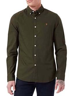 Farah Herren Brewer Slim Fit Baumwoll-Oxford Hemd, dunkelgrün, XL von Farah