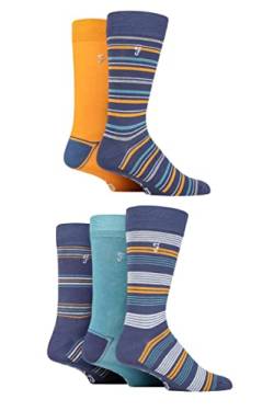 Farah Herren Plain, Streifend und Gemustert Jeden Tag Bambus Socken Packung 5 (39-45, Streifen Marine/Blau) von Farah