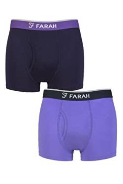 Farah Herren Schmucklos und Streifen Bambus Schlüsselloch Trunks Packung 2 Schmucklos Dunkle Marine/Lila XL von Farah