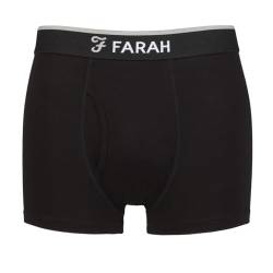 Farah Herren Schmucklos und Streifen Bambus Schlüsselloch Trunks Packung 2 Schmucklos Schwarz/Schwarz XL von Farah