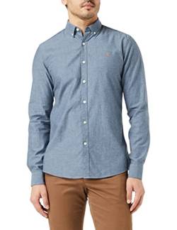 Farah Herren Steen Slim Fit gebürsteter Baumwolle Hemd, blau, M von Farah