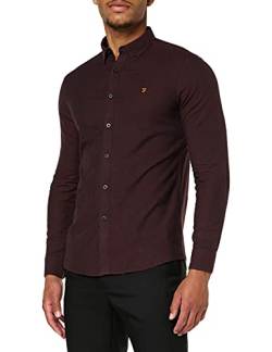 Farah Herren Steen Slim Fit gebürsteter Baumwolle Hemd, rot, XXL von Farah