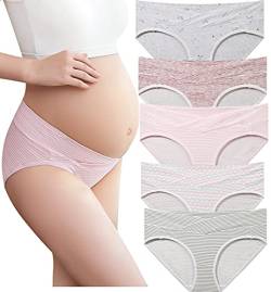 Farbrima 5 Stück Damen Umstandsmode Baumwolle Niedrig-Taille Schwangerschaft V-förmigen Schwangere Unterhose Mutterschaft Unterwäsche (5pcs Color2, 36) von Farbrima