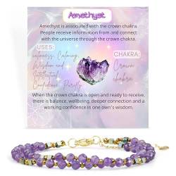 Farfume Kristall Armband Geschenke Chakra Armbänder für Frauen, Amethyst Perlenarmbänder Natürliches Armband für Frauen Mädchen - Doppelte Verbindung in einem Armband von Farfume