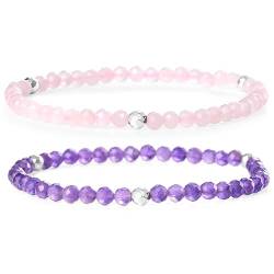 Farfume Natürliche Armbander fur Frauen-Glück Edelstein Armband-Reiki-Behandlung Kristall Armband Echte Steine-Edelsteine Armband（3er-Set Roter Achat） von Farfume