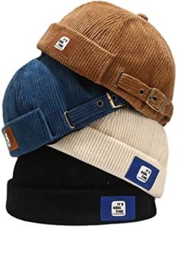 Faringoto Cordhut Docker Cap Brimless Hats for Men, 4 Farben, One size von Faringoto
