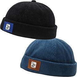 Faringoto Cordhut Docker Cap Brimless Hats for Men, schwarz/blau, Einheitsgröße von Faringoto