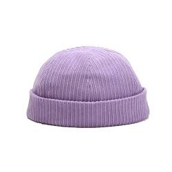 Faringoto Corduroy Solid Color Bucket Vermieterhut Herren und Damen Cap Roll Sleeve Retro Hat, violett, One size von Faringoto