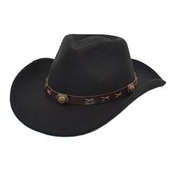 Faringoto Cowboyhut Herren Cowgirl Hut Filzhut Fedoras Hüte für Damen, Schwarz , One size von Faringoto