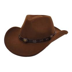 Faringoto Cowboyhut Herren Cowgirl Hut Filzhut Fedoras Hüte für Damen, braun, One size von Faringoto