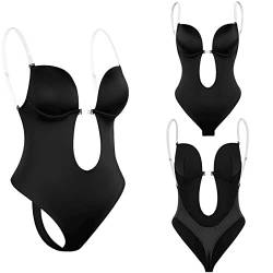 Faringoto Damen Body Shaper mit tiefem V-Ausschnitt, rückenfrei, Shapewear rückenfrei, Schwarz , 38 von Faringoto