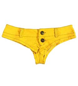 Faringoto Damen Sexy Low Waist Stretch Mini Denim Shorts Hot Pants Clubwear, 615-Gelb, XX-Large von Faringoto