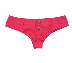 Faringoto Damen Sexy Low Waist Stretch Mini Denim Shorts Hot Pants Clubwear, 615-Rose Red, XX-Large von Faringoto