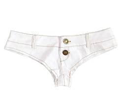 Faringoto Damen Sexy Low Waist Stretch Mini Denim Shorts Hot Pants Clubwear, 615 - Weiß, L von Faringoto