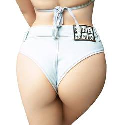 Faringoto Damen Sexy Low Waist Stretch Mini Denim Shorts Hot Pants Clubwear, 6201-hellblau, XL von Faringoto