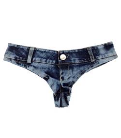 Faringoto Damen-Shorts, sexy, niedrige Taille, Stretch, Mini-Denim-Shorts, Hotpants Clubwear, 615-Denim Blue, L von Faringoto