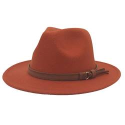 Faringoto Fedora Hut Damen Wollfilz Vintage Kirche Damen Hut Unisex breite Krempe, caramel, 58 von Faringoto