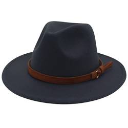 Faringoto Fedora Hut Damen Wollfilz Vintage Kirche Damen Hut Unisex breite Krempe, dunkelgrau, M von Faringoto