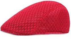 Faringoto Flache Kappen Hüte für Herren Herren Mesh Duckbill Newsboy Barett, rot, One size von Faringoto
