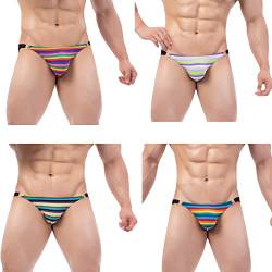Faringoto Gay Thong Clothing Designer Jockstraps aus Baumwolle, gestreift, Größe L, 4 Farben, S von Faringoto