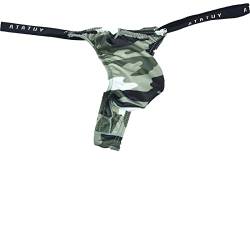 Faringoto Herren Camoufalge Tanga Unterwäsche Herren Slim G String Bikini, Grasgrün Camouflage, L von Faringoto