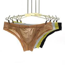 Faringoto Herren Ice Silk Transparent Panties Low Waist Slip Atmungsaktiv, Hautfarben + Weiß + Gelb + Schwarz, 46 von Faringoto