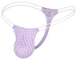 Faringoto Herren Sexy Tanga Unterwäsche Herren Bikini Tanga G-String Tanga Hombre Plaid Slip, violett, L von Faringoto