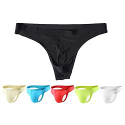 Faringoto Herren Sexy Unterwäsche Eisseide Tanga Niedrige Taille Nahtlose Bikini Slip, 6er-Pack, M von Faringoto