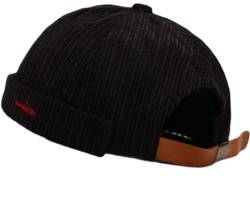 Faringoto Herren Skullies & Beanies Docker Hat Herren Trawler Fisherman Beanie Brimless Cap Rolled Cuff Retro Sailor Cap, Schwarz , Einheitsgröße von Faringoto