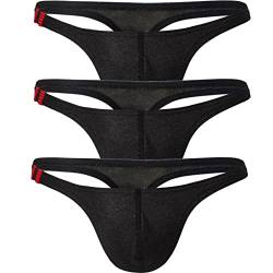 Faringoto Herren Tanga Unterwäsche Herren G-String Unterwäsche, Herren Tanga Bademode Slip Badeanzug, 3 Schwarz, M von Faringoto