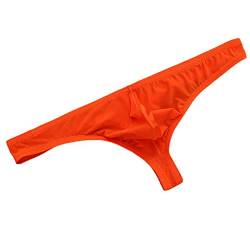 Faringoto Herren Transparente Tangas und G-Strings Herren Unterwäsche Glatte Eisseide Höschen Low-rise Männer T-Rücken Höschen, Orange, L von Faringoto