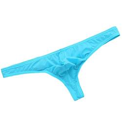 Faringoto Herren Transparente Tangas und G-Strings Herren Unterwäsche Glatte Eisseide Höschen Low-rise Männer T-Rücken Höschen, hellblau, 42 von Faringoto