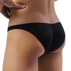 Faringoto Herren-Unterwäsche, niedrige Taille, Eisseide, durchscheinender Bikini, Schwarz , XL von Faringoto